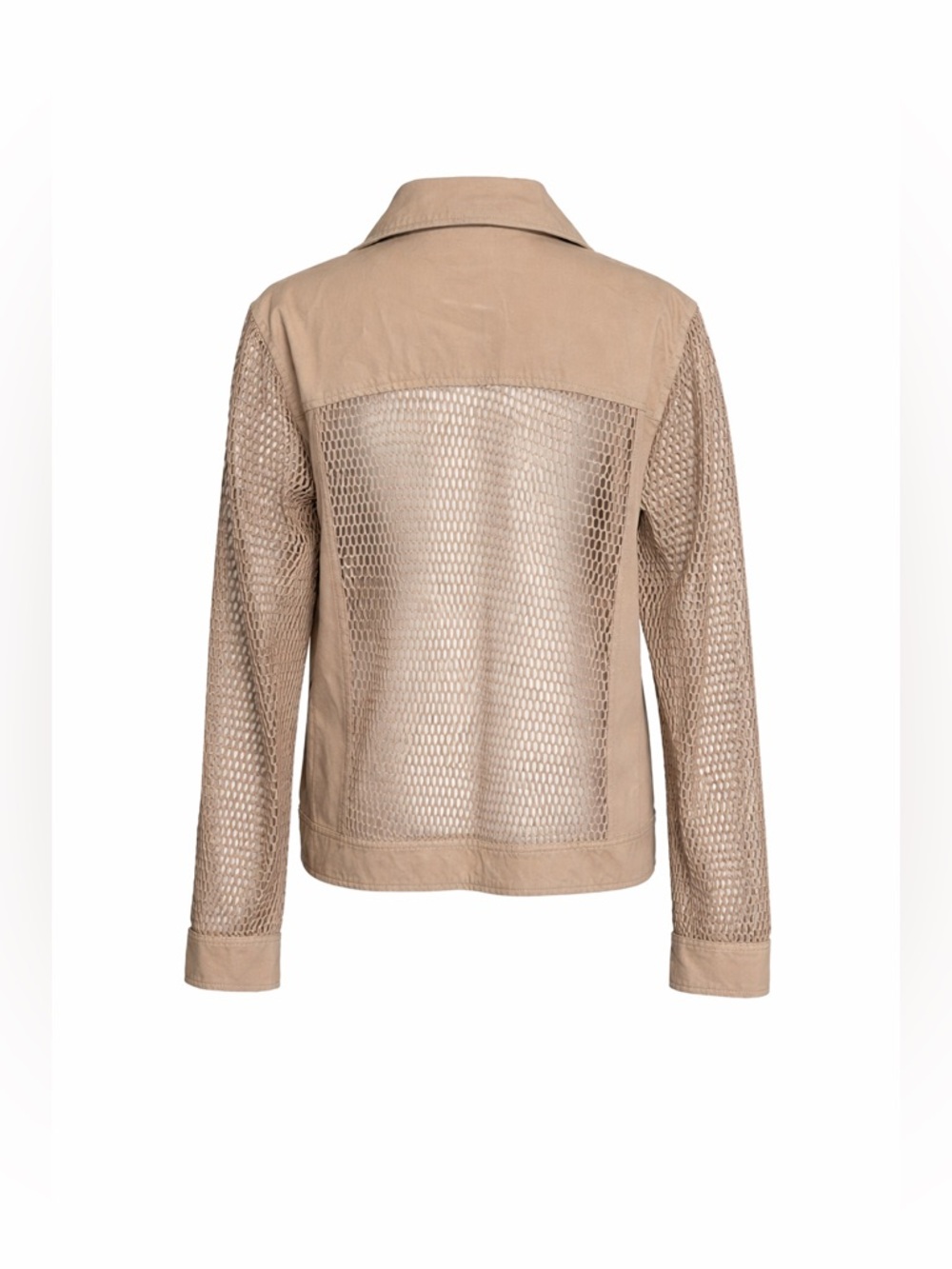 MarlaWynne Beige Mesh-Panel Jean Jacket - Picture 2 of 3